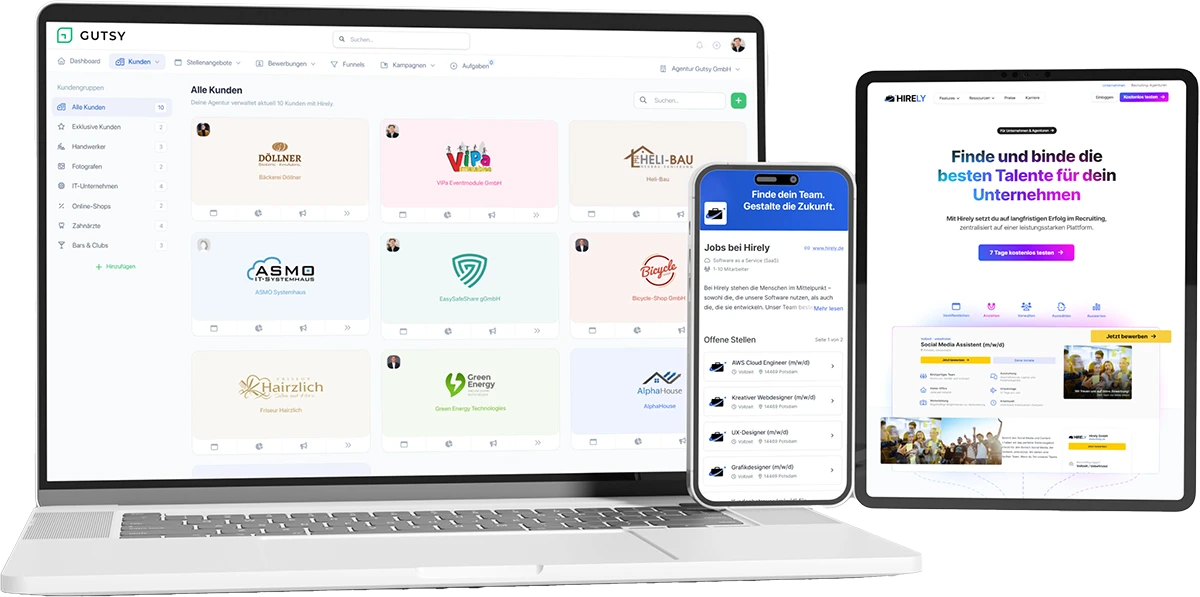 Screenshots der Software Hirely